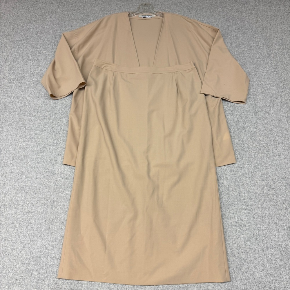 Marina Rinaldi Skirt Suit Set Size 25 Tan Beige Italian Open Jacket Midi Pencil